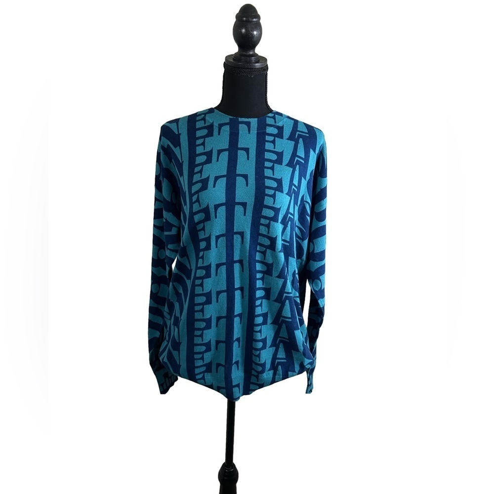 One Teaspoon Oversized Lightweight Long-Sleeve Teal & Royal Blue Sweater, Size S